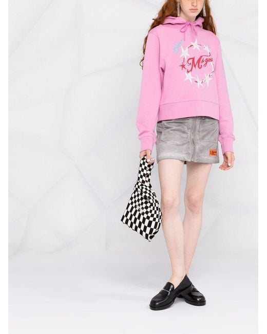 MSGM Pink Logo-Print Hoodie