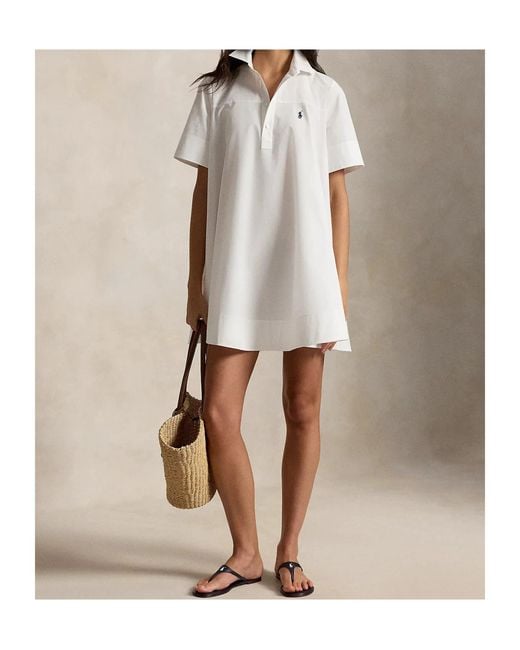 Polo Ralph Lauren White A-Line Mini Shirt Dress