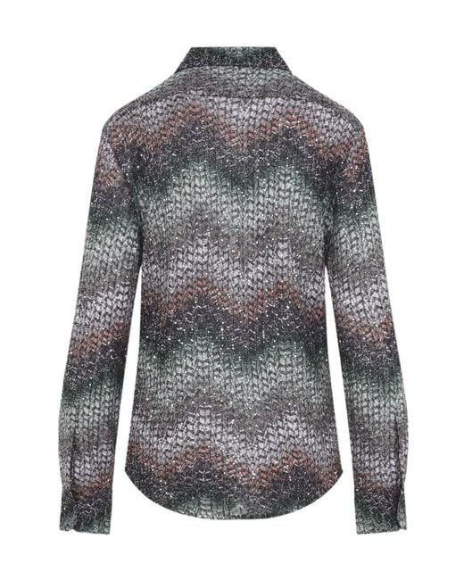 Missoni Gray Caperdoni Zigzag Shirt