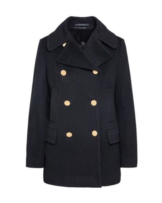 Tagliatore Blue Flap-Pocketed Double-Breasted Coat