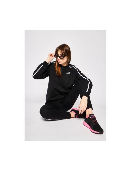 EA7 Black Logo Round-Necked Sweater