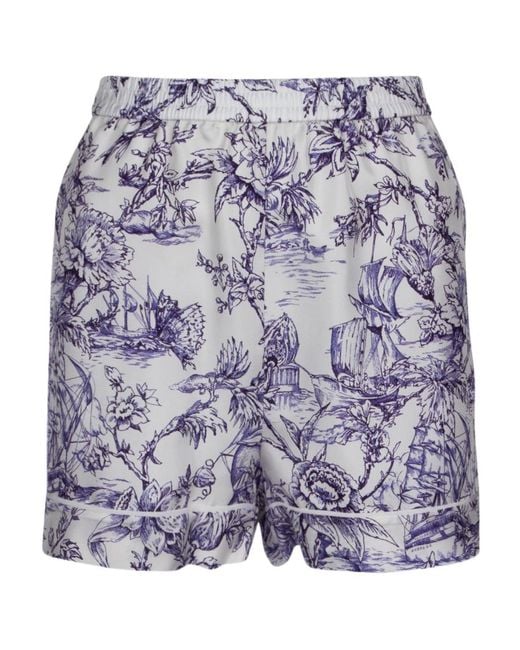 Dior Purple Printed Silk Shorts