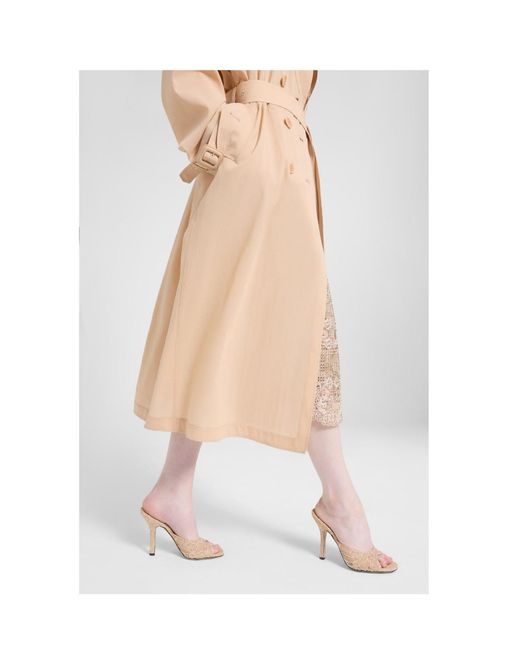 Ermanno Scervino Natural Double-Breasted Belted Coat
