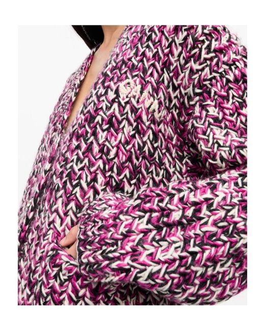 Ganni Purple Fringe Handknit Cardigan