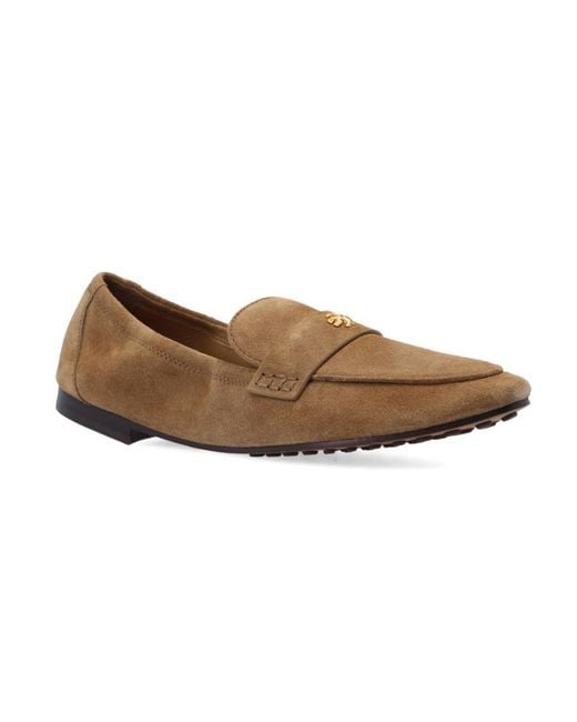 Tory Burch Brown Logo Plaque Slip-On Loafers