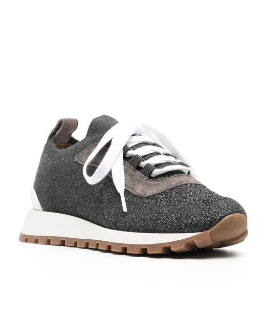 Brunello Cucinelli Black Low-Top Lace-Up Sneakers