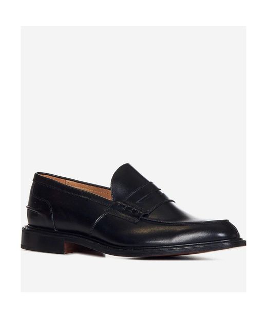 Tricker's Blue Almond Toe Leather Loafers for men