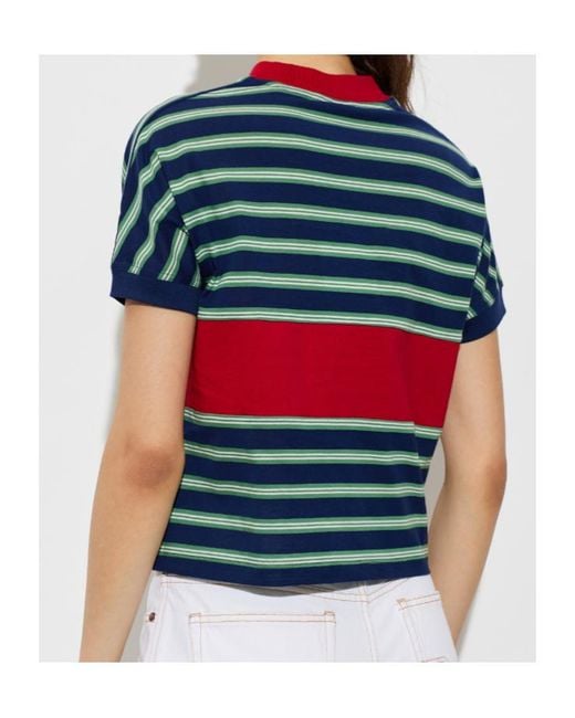 Versace Logo Embroidered Striped Knitted T-Shirt