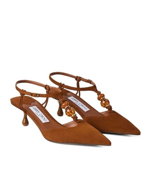 Jimmy Choo Brown Lauri Bead-Embellished Pumps