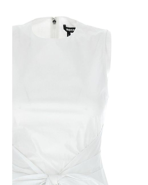 ROTATE BIRGER CHRISTENSEN White Sleeveless Dress W/ Bow Bright