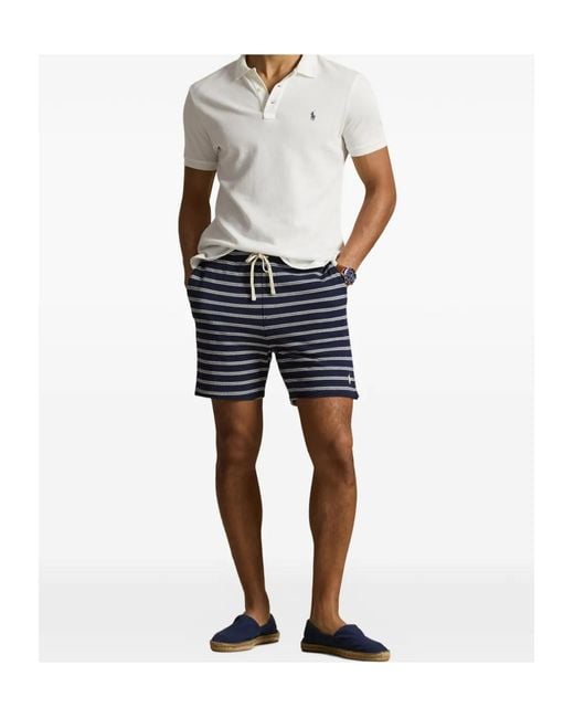 Polo Ralph Lauren Blue Drawstring Striped Shorts for men