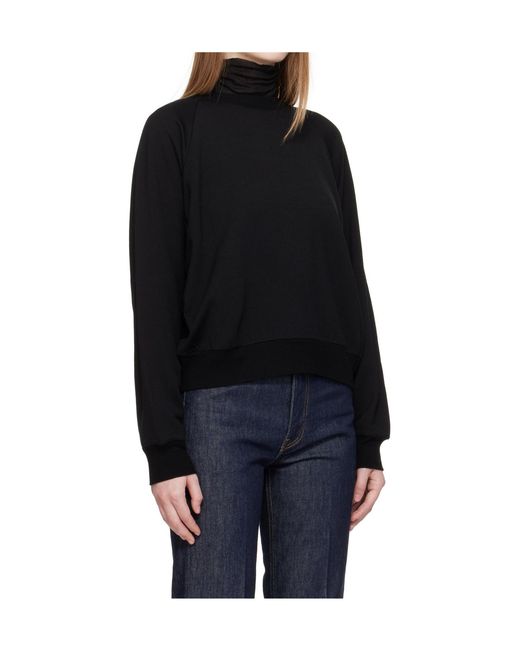Auralee Black Wool Blend Crew Neck Pullover