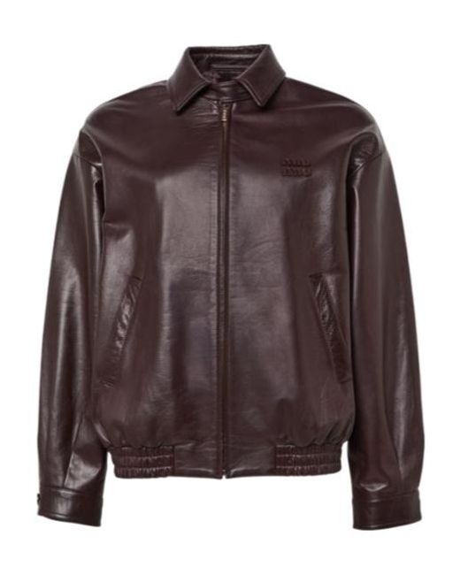 Miu Miu Brown Nappa Leather Jacket