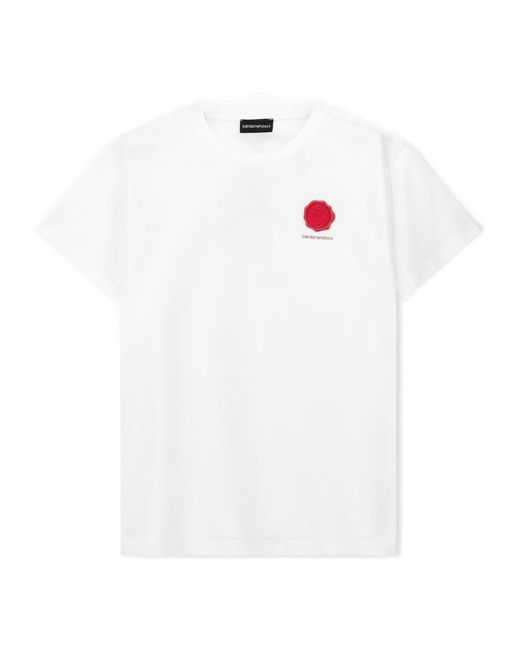 Emporio Armani White Mercerized Jersey T-Shirt Valentine's Day Capsule