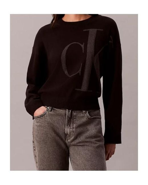 Calvin Klein Black Smooth Cotton Monogram Jacquard Top