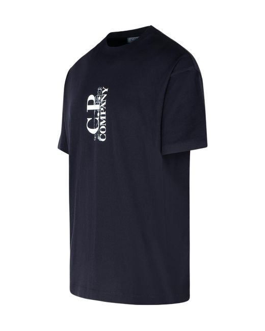 C P Company Blue Vertical Logo T-Shirt for men