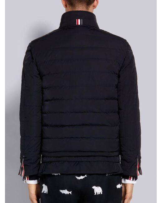 Thom Browne Blue Twill Down-Filled-Bar Ski Vest for men