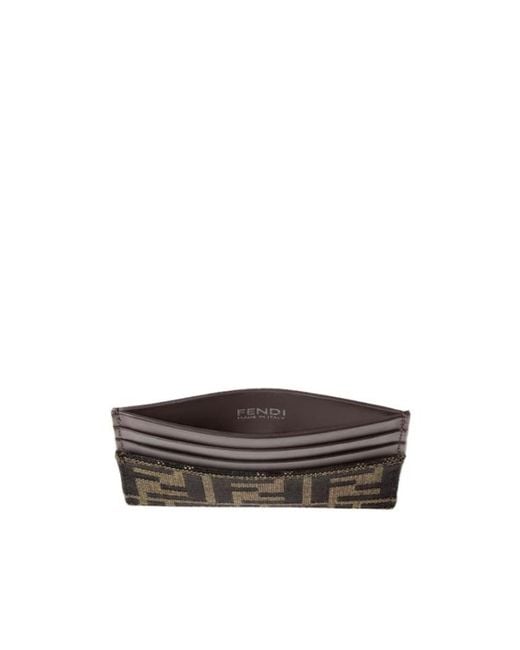 Fendi Gray Ff Jacquard Card Holder for men