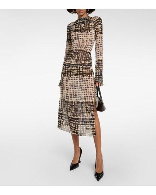 KNWLS Natural Snake-Print Silk-Blend Midi Dress
