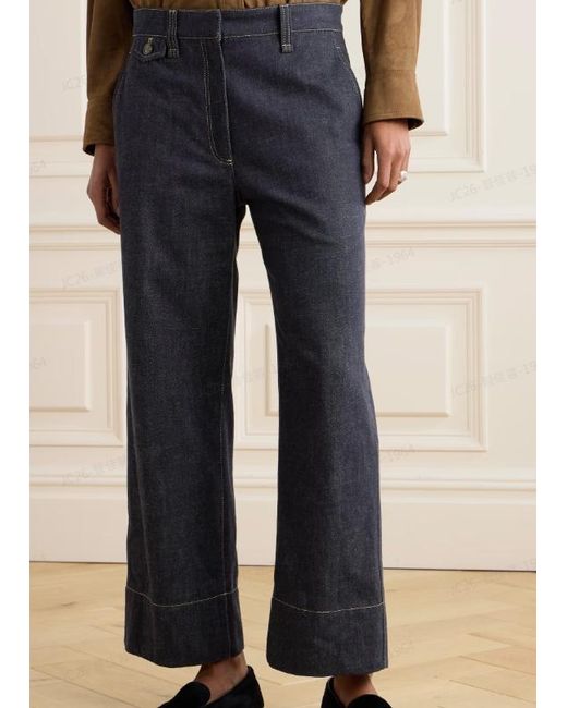 Brunello Cucinelli Blue Zipped Wide-Leg Jeans