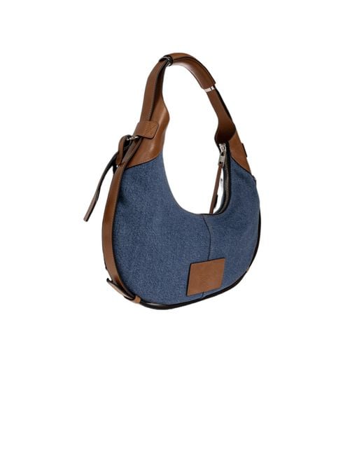 Moschino Blue Denim Leather-Trim Shoulder Bag