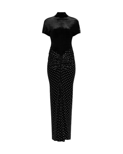 Alaa Crystal-Embellished Draped Maxi Dress in Black | Lyst