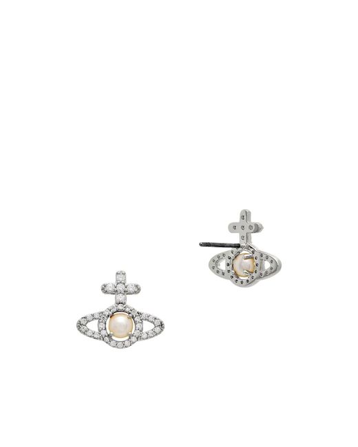 Vivienne Westwood White Orb Olympia Earrings