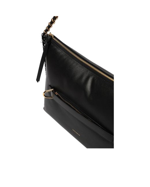 Coccinelle Black Logo Printed Zipped Shoulder Bag