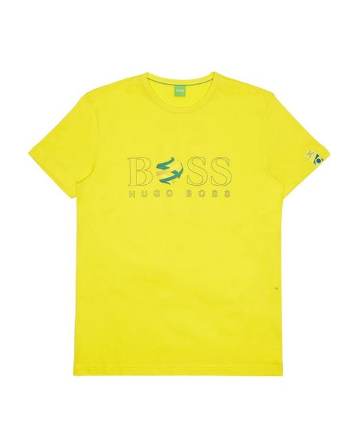 Boss Yellow T-Shirt With Round Neck And Short Sleeves for men