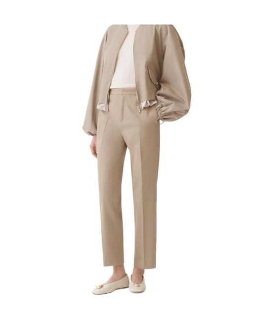 Fabiana Filippi Natural Montefalco Cotton Zip-Fly Straight Trousers