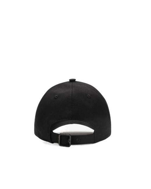 Burberry Black Check Cursive Logo Gabardine Baseball Cap for men