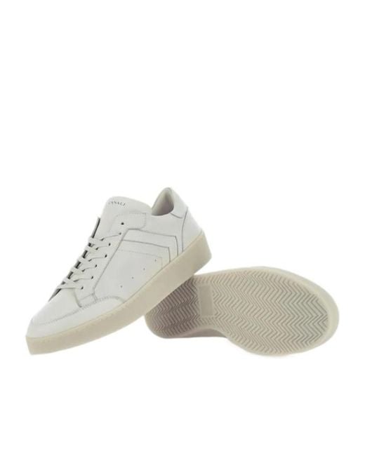 Canali Gray Smooth Round Toe Lace-Up Sneakers for men