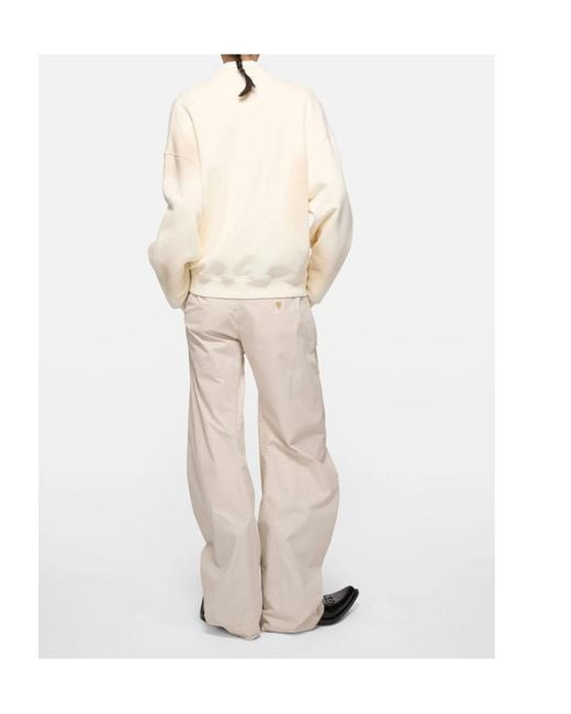 Acne White Fleece Logo Sweatshirt