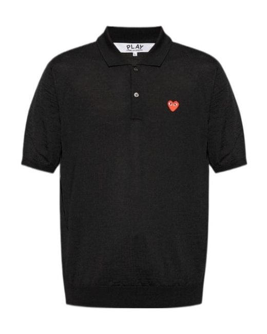 COMME DES GARÇONS PLAY Black Heart-Patch Wool Polo Shirt for men