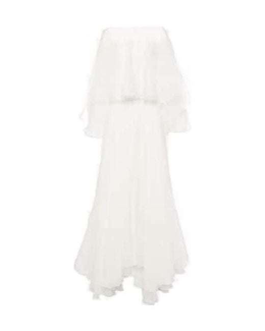 Maticevski White Bridal Dhalia Caped Silk Gown