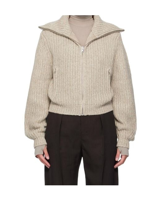 Lemaire Natural Long Sleeved Zipped Cardigan