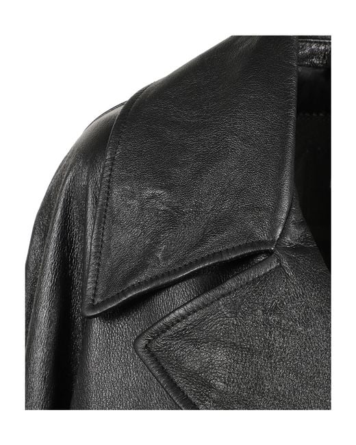 Balenciaga Black Leather Trench Coat