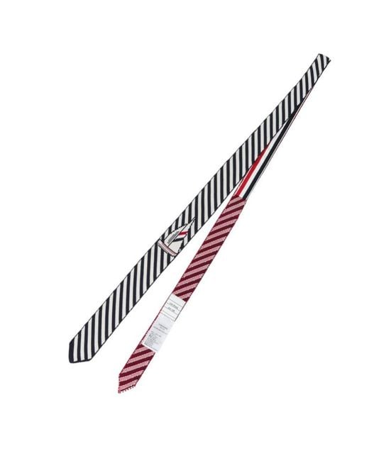 Thom Browne White Sailboat-Jacquard Pinstripe Tie for men