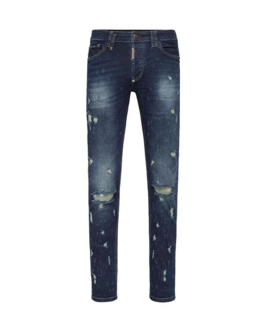 Philipp Plein Blue Logo Detail Jeans for men