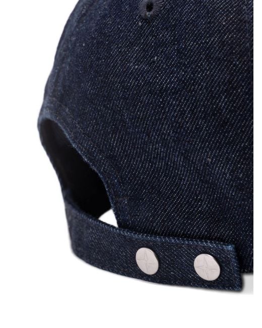 Stone Island Blue Logo Embroidered Baseball Cap for men
