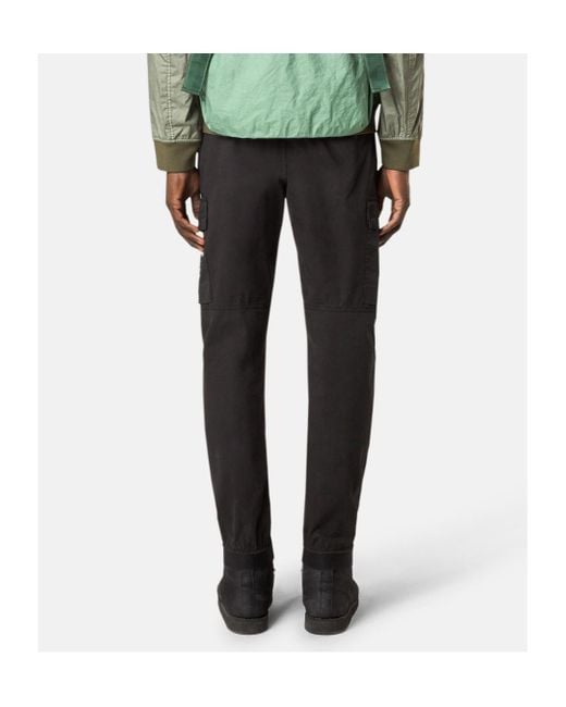 Stone Island Black Regular-Tapered-Fit Cargo Trousers With Zip Pockets for men