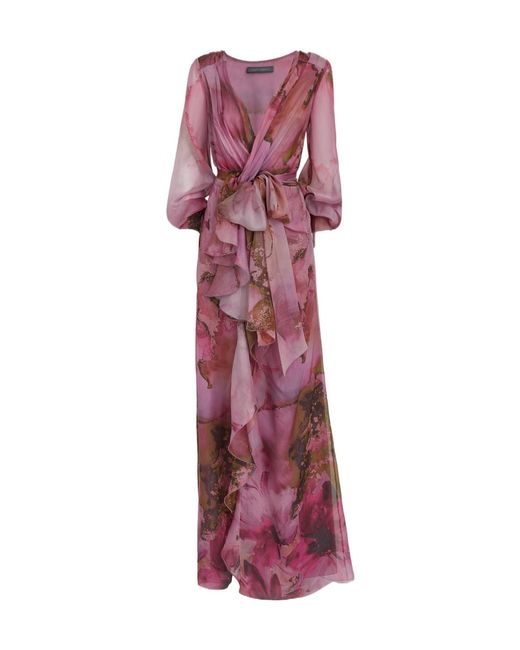 Alberta Ferretti Purple Printed Dress