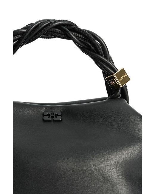 Ganni Black Bou Twisted Handle Small Shoulder Bag