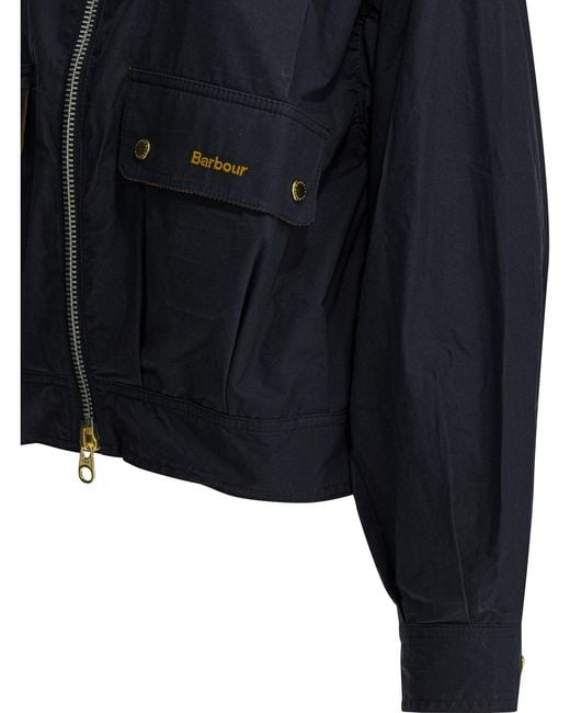 Barbour Black Logo Detailed Zipped Jacket