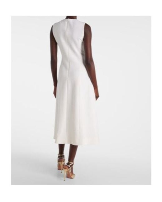 Oscar de la Renta White Embellished Wool-Blend Cocktail Dress