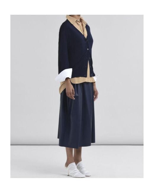 Marni Blue Logo Embroidered Knit Cardigan