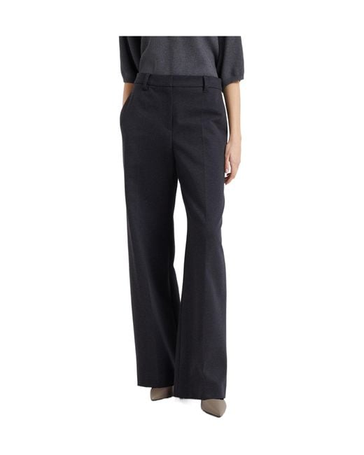 Brunello Cucinelli Blue Stretch Flared Trousers
