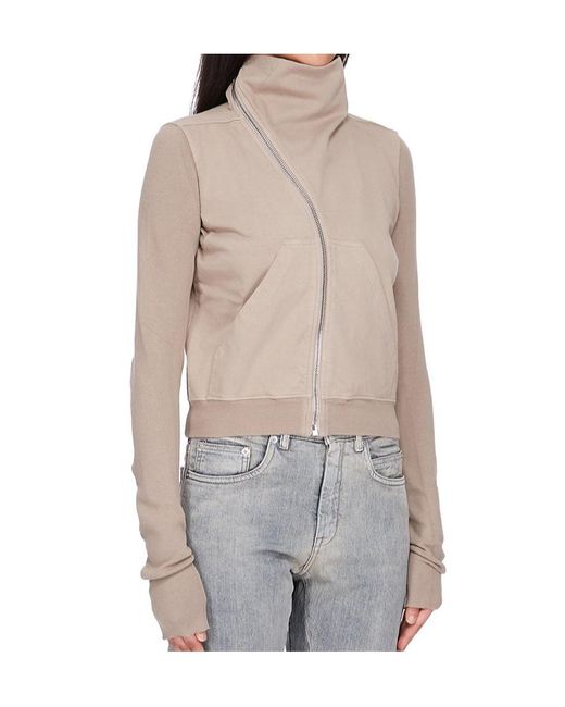 Rick Owens Gray High-Neck Zip-Front Jacket