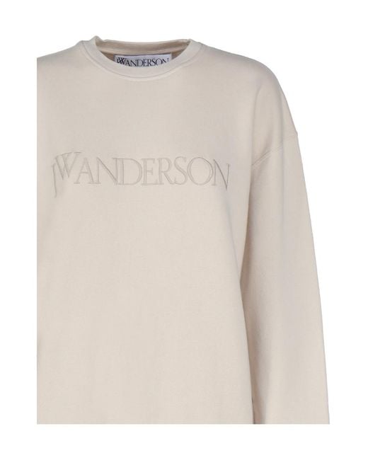 J.W. Anderson Natural Jw Anderson Logo Embroidered Crewneck Sweatshirt