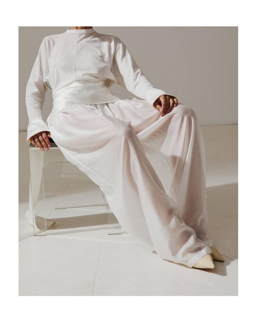 DARKPARK White Asymmetric Panel Long-Sleeve T-Shirt